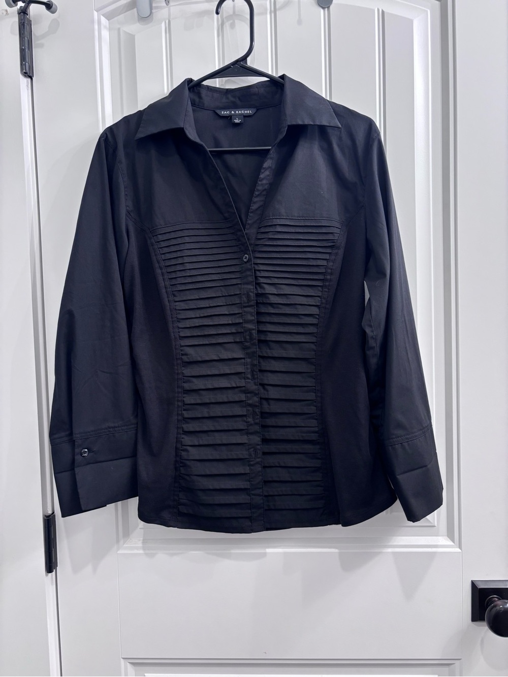 Zac & Rachel Woman Black Pleated Button Up